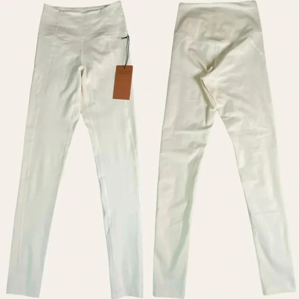 NWT Girlfriend Collective high rise compressive leggings Ivory XS 28.5” - Picture 3 of 8